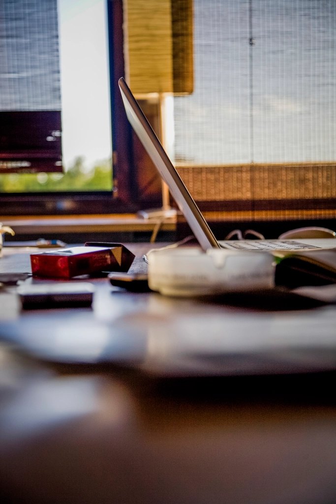 Messy office desk